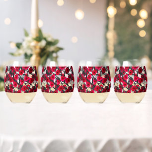 Barbed Roses Stemless Wine Glass