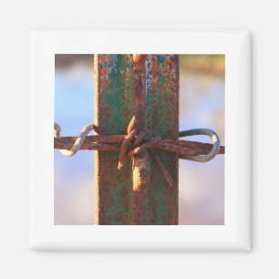 Barbed Wire and Rust Cross Magnet