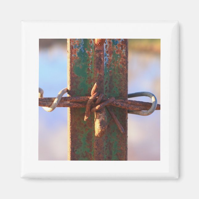 Barbed Wire and Rust Cross Magnet (Front)