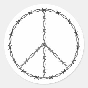 Barbed wire Black isolated creative peace sign Classic Round Sticker