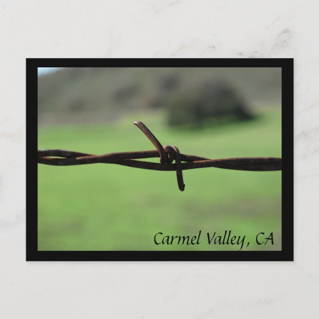 Barbed Wire Fence Carmel Valley, CA Postcard (Front)
