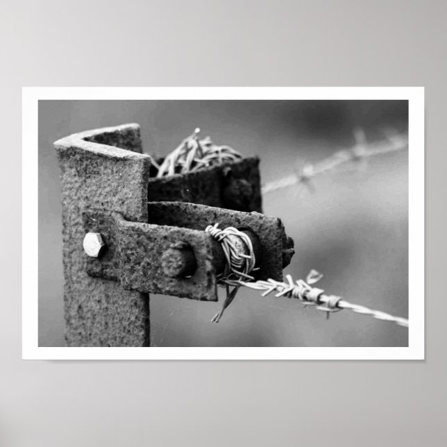 Barbed-Wire Fence Corner Post Poster (Front)