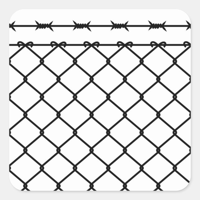 Barbed Wire Fence Silhouette Square Sticker (Front)