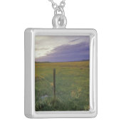 Barbed Wire Fenceline in northeastern Montana Silver Plated Necklace (Front Left)