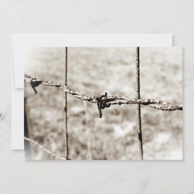 Barbed Wire Fencing (Sepia) Invitation (Front)