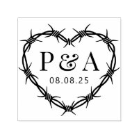 Barbed Wire Frame Heart Wedding Initial Monogram