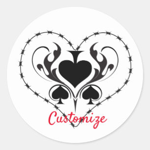 Barbed Wire Heart Black Spades Thunder_Cove  Classic Round Sticker