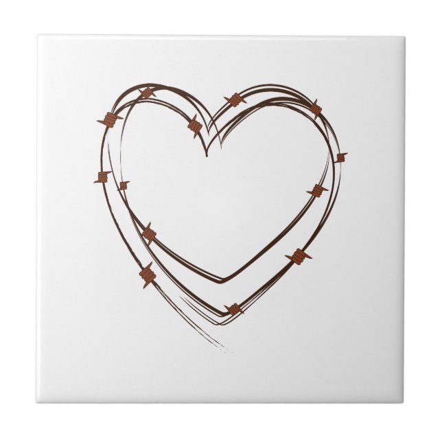 Barbed Wire Heart Ceramic Tile (Front)