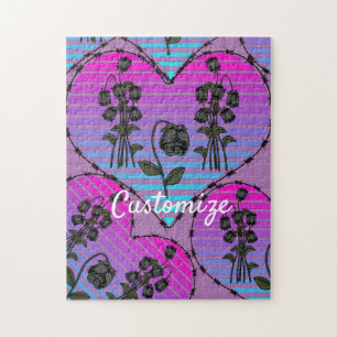 Barbed Wire Heart Wilted Black Roses Thunder_Cove Jigsaw Puzzle