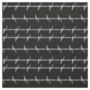 Barbed Wire Pattern on Black Fabric