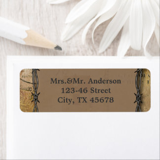 barbed wire western country wedding return address label