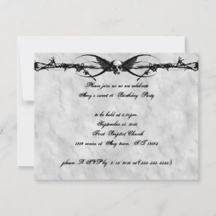 Barbed Wire Winged Skull Cyber Goth Invitations