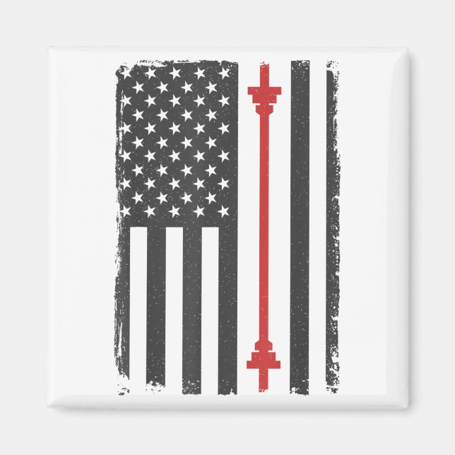Barbell American Flag Gym Workout Tee Usa Motivati Magnet (Front)