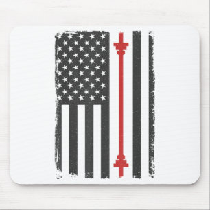Barbell American Flag Gym Workout Tee Usa Motivati Mouse Pad