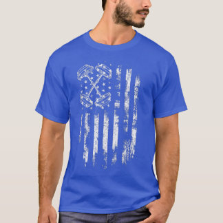 Barbell American Flag Workout Gym  T-Shirt