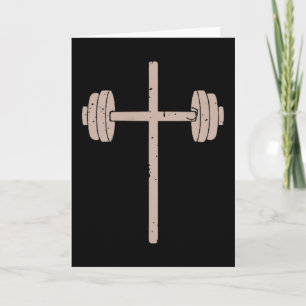 Barbell Cross Dumbbell Faith-fitness Christian Wor Card