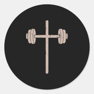 Barbell Cross Dumbbell Faith-fitness Christian Wor Classic Round Sticker