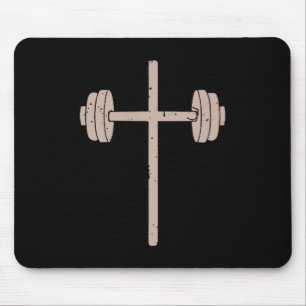 Barbell Cross Dumbbell Faith-fitness Christian Wor Mouse Pad