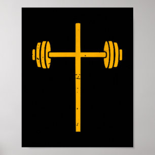 Barbell Cross-shirt Funny Christian Workout Gym Je Poster