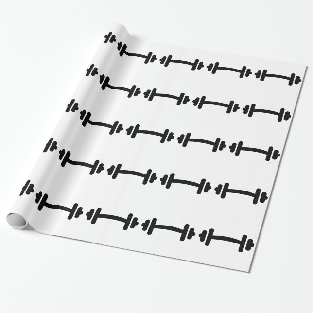 Barbell dumbbell training wrapping paper (Unrolled)