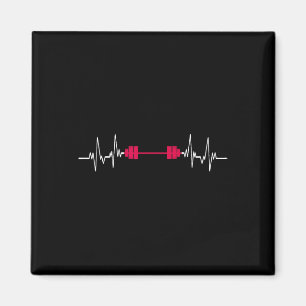 Barbell Fitness Heartbeat Strength Sports Bodybuil Magnet