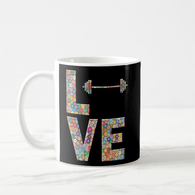 Barbell Gym Workout Love Flowers  Coffee Mug (Left)