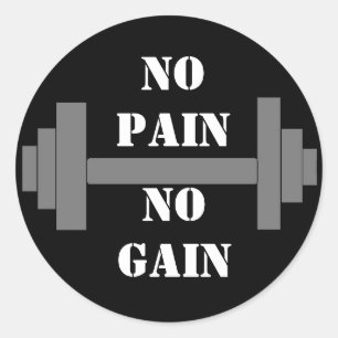 barbell NO PAIN NO GAIN Classic Round Sticker