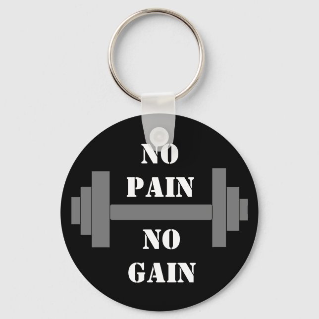 barbell NO PAIN NO GAIN Key Ring (Front)