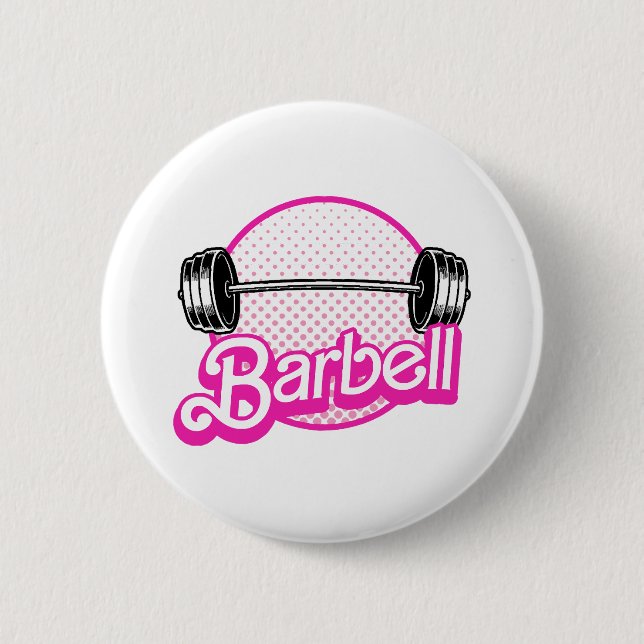 Barbell - pink 6 cm round badge (Front)