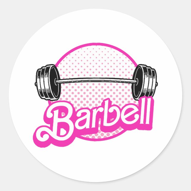 Barbell - pink classic round sticker (Front)