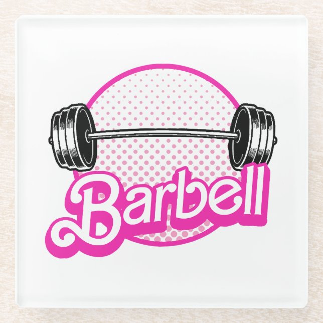 Barbell - pink glass coaster (Front)