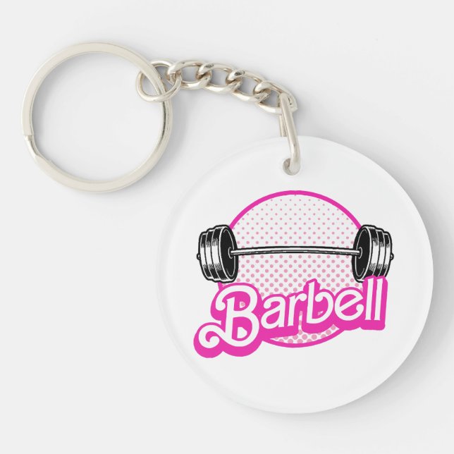 Barbell - pink key ring (Front)