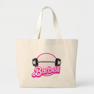 Barbell - pink large tote bag