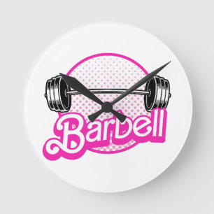 Barbell - pink round clock
