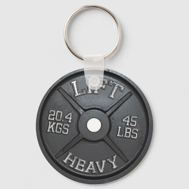 Barbell Plate - Lift Heavy Key Ring (Front)