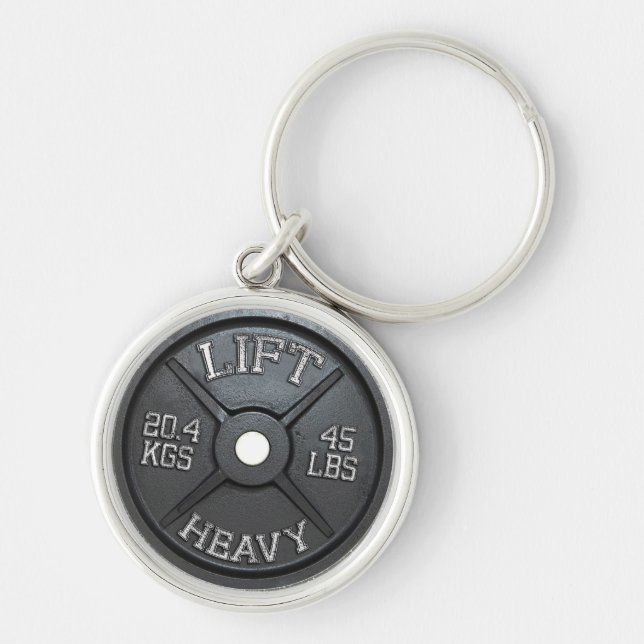 Barbell Plate - Lift Heavy Key Ring (Front)