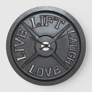 Barbell Plate Wall Clock - Lift, Live, Love, Laugh