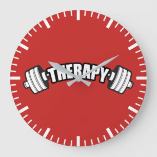 Barbell - THERAPY - Workout Inspirational Large Clock