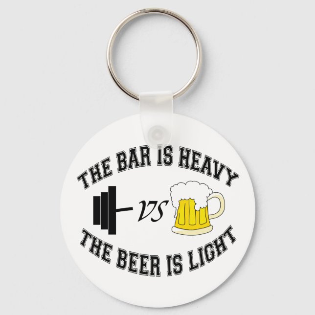 Barbell vs beer key ring (Front)