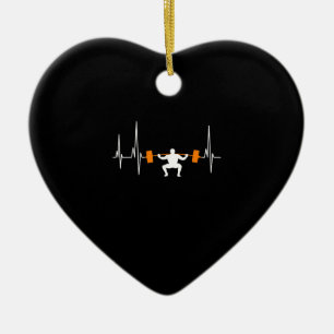 Barbell Weightlifting Heartbeat Bodybuilding Ceramic Ornament