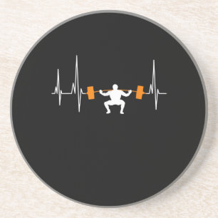 Barbell Weightlifting Heartbeat Bodybuilding Coaster