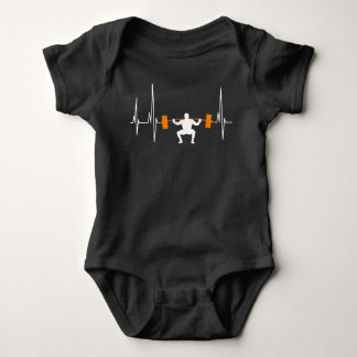 Barbell Weightlifting Heartbeat Bodybuilding Cool Baby Bodysuit