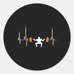 Barbell Weightlifting Heartbeat Bodybuilding Cool Classic Round Sticker