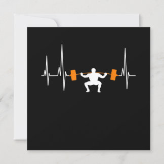 Barbell Weightlifting Heartbeat Bodybuilding Cool Invitation