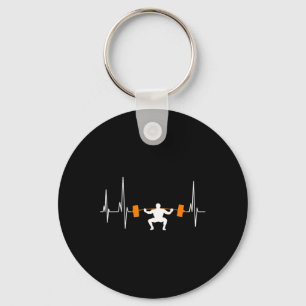 Barbell Weightlifting Heartbeat Bodybuilding Cool Key Ring