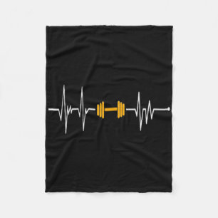 Barbell Weightlifting Heartbeat - Bodybuilding Fleece Blanket