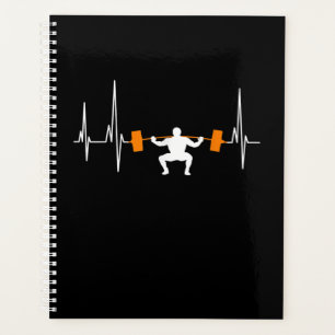 Barbell Weightlifting Heartbeat Bodybuilding Planner