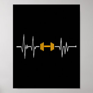 Barbell Weightlifting Heartbeat - Bodybuilding  Poster