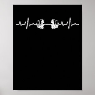 Barbell Weightlifting Heartbeat Bodybuilding Poster