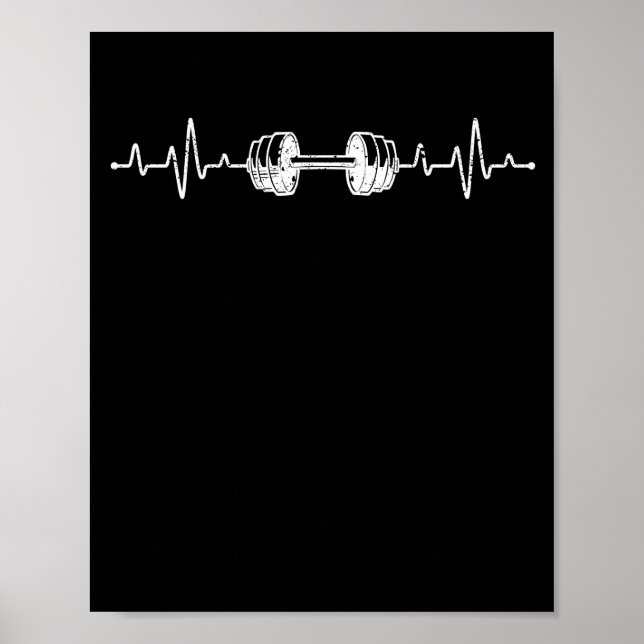 Barbell Weightlifting Heartbeat Bodybuilding Poster (Front)
